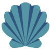 A teal fan-shaped shell